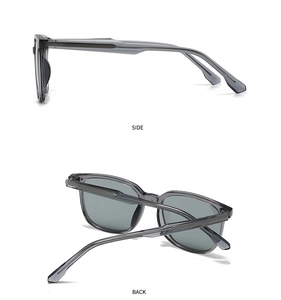 Vues latérale et arrière de lunettes de soleil polarisées rondes avec monture grise et métal