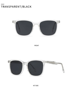Vues de face et de profil à 45 degrés de lunettes de soleil rondes transparentes