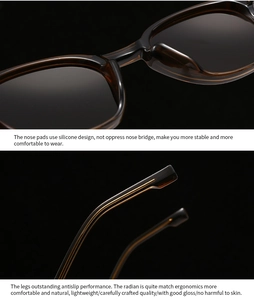 Detailed close-up showing ergonomic silicone nose pads and anti-slip temples on round sunglasses