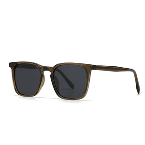 Klassische runde Polarisations-Sonnenbrille mit dunkelbraunem Rahmen und grauen Gläsern