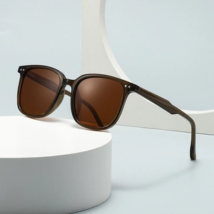 Lunettes de Soleil Polarisées Monture Carrée Ronde pour Hommes Femmes Protection UV400 Monture en Plastique Classique Mode Conduite
