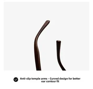 Detail of non-slip temple tips with dark brown wood grain texture on polarized sunglasses