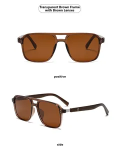 Detail of vintage double-bridge tea sunglasses showing front and side wood texture arms