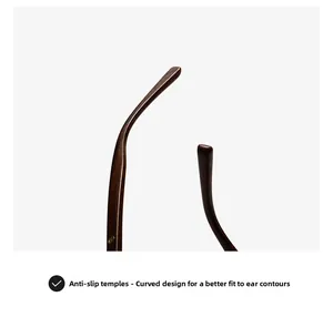 Detail of ergonomic anti-slip temples with dark wood grain texture for polar sunglasses