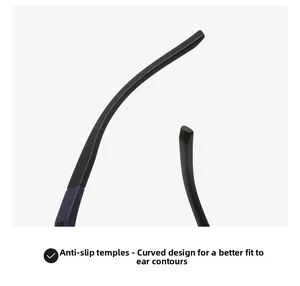 Detail of ergonomic anti-slip sunglasses temples with curved lines for comfort fit