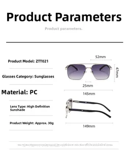 Detailed size specifications for trendy narrow frame retro sunglasses model ZTT021