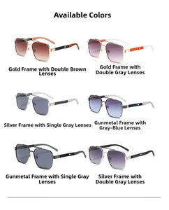 Multiple color options for retro aviator sunglasses with metal frames and double bridge