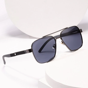 Vintage Aviator Sunglasses Metal Frame Resin Gradient Lenses UV400 Protection Square Double Bridge Trendy Outdoor