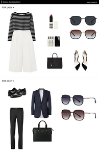 Fashion editorial layout featuring stylish round sunglasses and classic dress collocation