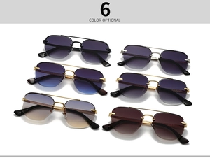 Six assorted pilot sunglasses featuring double-bridge metal frames and gradient lenses