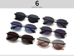 Detailed overview of narrow vintage rimless sunglasses in six assorted gradient lens colors