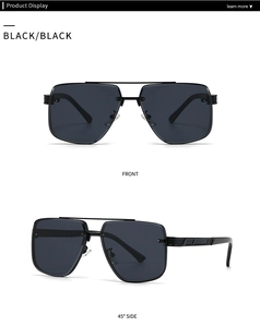 Vues de face et de profil à 45 degrés de lunettes de soleil aviateur noires à double pont