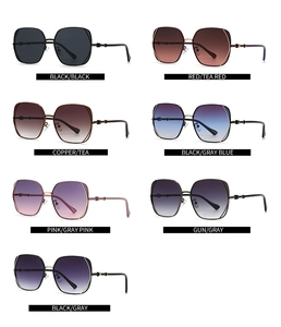 Matrix view of slim metal frame sunglasses showing various lens and frame color options