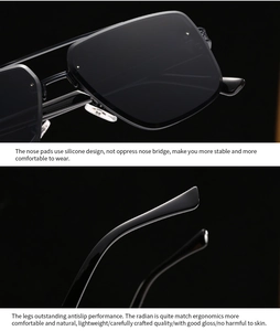 Détail des plaquettes en silicone et branches ergonomiques de lunettes de soleil