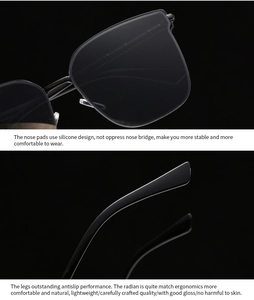Close-up of silicone nose pads and ergonomic temples on black oversized sunglasses