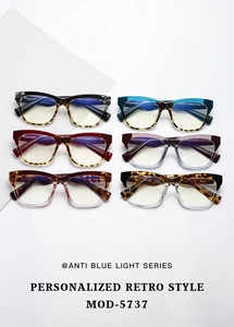 Six couleurs de lunettes anti-lumière bleue œil de chat rétro avec montures en acétate