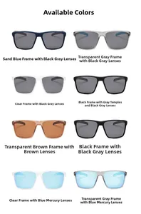 Multiple color options for retro square polarized sunglasses featuring various frame finishes