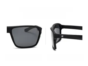 Vorder- und Seitenansicht der matt schwarzen TR90 Polarisationsbrille mit grauen Gläsern