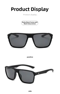 Front- und Seitenansicht der mattschwarzen TR90 Polarisierte Sonnenbrille mit Gläsern
