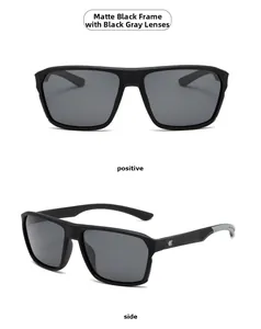 Vorder- und Seitenansicht der matt schwarzen TR90 Polarisierte Sonnenbrille mit grauen Gläsern
