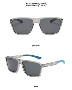 Front- und Seitenansicht der transparent grauen TR polarisierten Sonnenbrille mit Blau