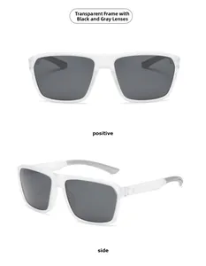 Vorder- und Seitenansicht der matten transparenten Sportsonnenbrille mit grauen Gläsern