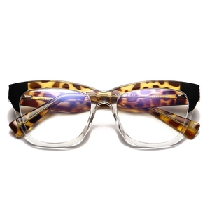 Lunettes anti-lumière bleue œil de chat avec monture en écaille et transparente