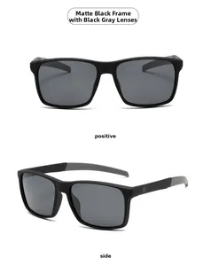 Front and side view of matte black oversized square polarized sunglasses for men