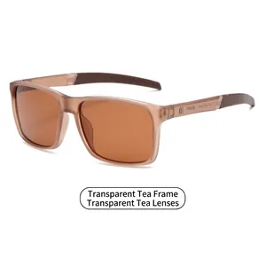 Modern oversized square sunglasses with matte tea brown frames and matching polarized lenses