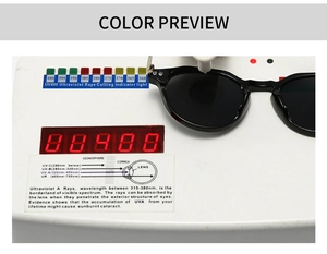 Test di protezione UV400 con filtraggio della luce blu per occhiali da sole rotondi