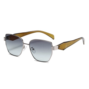 Retro narrow frame sunglasses with metal frame and gradient lenses for street fashion