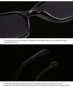 Detail of ergonomic black glasses frame with comfortable silicone nose pads and anti-slip temples