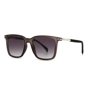 Classic round frame sunglasses with translucent brown matte finish and gradient lenses