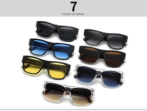Detailed display of seven color variants for retro square oversized sunglasses frames