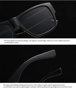 Detail of square sunglasses frame with 56-20-142 size engraving and silicone nose pads