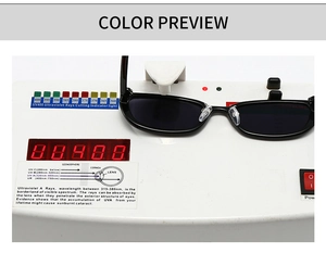 Detailed UV400 protection test for retro sunglasses showing lens functional performance
