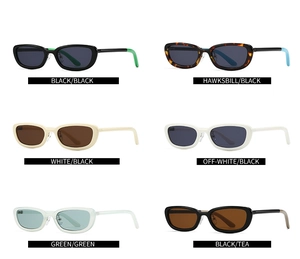 Detailed grid view showcasing six color options of retro oval frame sunglasses