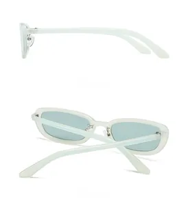 Side and back view of retro light green translucent square-frame sunglasses with modern design