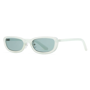 Retro light green oval frame sunglasses with light blue lenses for a vintage modern look