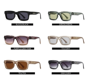 Square frame sunglasses collection with wing logo details in six various gradient colors