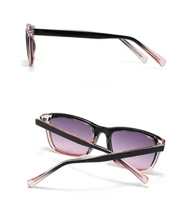 Detail view showing the side and back of these trendy purple gradient lens sunglasses