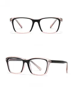 Front and 45-degree side view of black and pink two-tone oversized square sunglasses