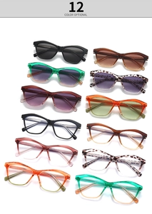 Collection of 12 retro cat-eye sunglasses and frames in various trendy colors and finishes