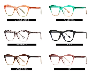 Selection of six stylish cat-eye sunglasses in gradient, black, and tortoiseshell patterns