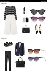 Flat lay of cat eye sunglasses and matching fashion accessories for men and women