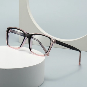 Retro square oversized sunglasses in black and transparent pink two-tone stylish design