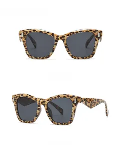 Front and 45-degree side views of tortoiseshell square oversized metal sunglasses