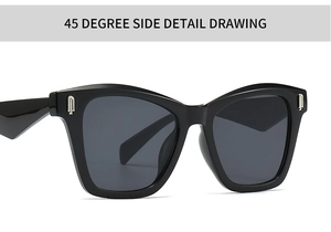 Detailed 45-degree side view of oversized metal sunglasses with silver temple accents