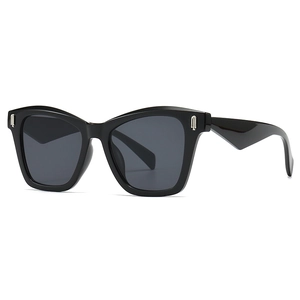 Oversized retro sunglasses with thick black frames and silver metal hardware accents