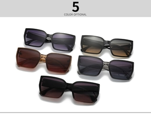 Detailed display showing five stylish oversized square sunglasses in multiple fashion colors